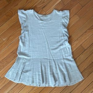 Grey Knit Short Sleeve Blouse